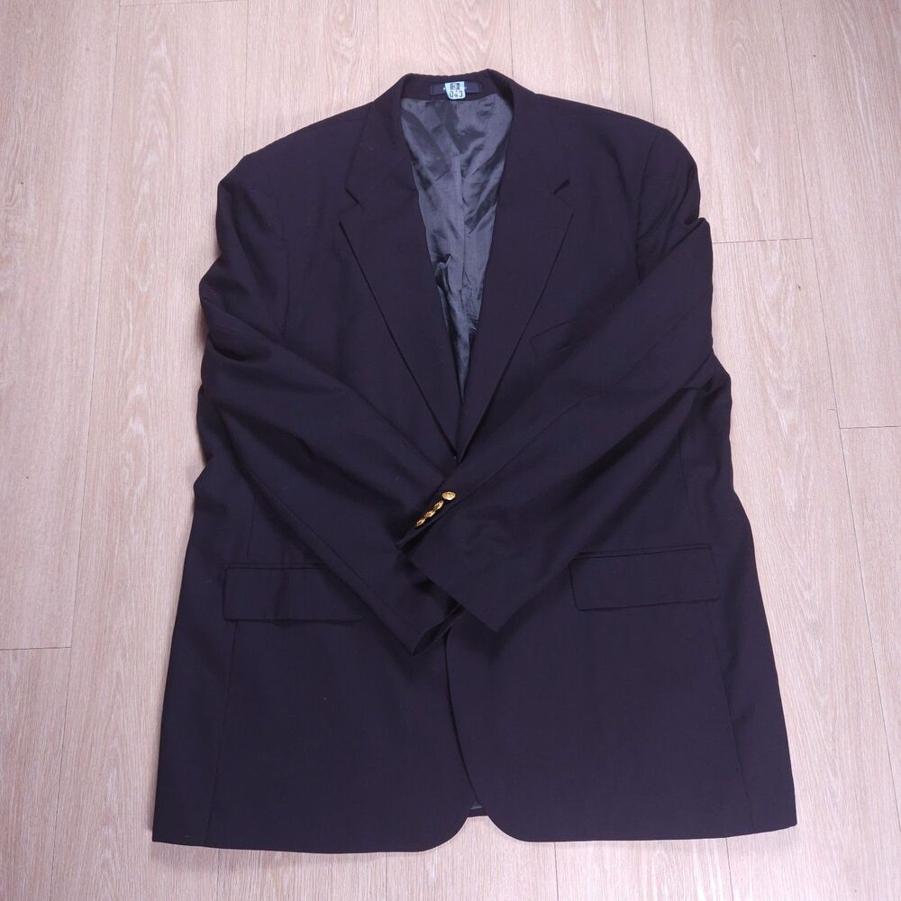 Vintage Chaps Ralph Lauren Wool Blazer Mens 50 Navy Gold Buttons Preppy Business